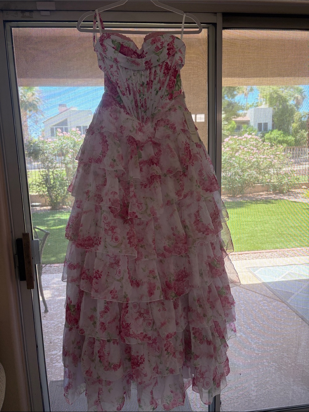 Floral Strapless Ballgown Prom Dress